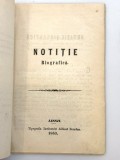 Notitie biografica Asachi Gheorghe 1863 Institutul Albinei Romane Iasi text roman francez supplement Dicţionarulu contimporanilor