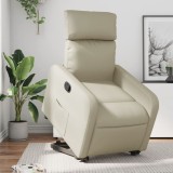 VidaXL Fotoliu rabatabil cu ridicare, crem, piele ecologică 3206750
