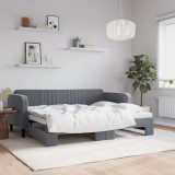 Cumpara ieftin Pat de zi cu extensie, gri &icirc;nchis, 80x200 cm, catifea