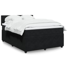 vidaXL Pat box spring cu saltea, negru, 140x200 cm, catifea 3290054
