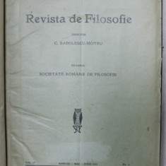 REVISTA DE FILOSOFIE , DIRECTOR C. RADULESCU - MOTRU , NR. 1 SI 2 , COLEGAT , 1923