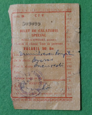 Bilet de calatorie special, C.F.R., anul 1965. foto