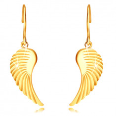 Cercei din aur de 14K - aripi mari de înger, suprafață lucioasă, tortițe afro