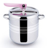 Oala sub Presiune Ertone 7L, Inox, Fund Triplu Stratificat, Inductie, Argintiu/Roz
