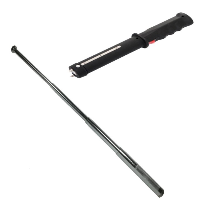 Baston cu electrosoc si lanterna, TW-809, baston telescopic, 77 cm, cadou