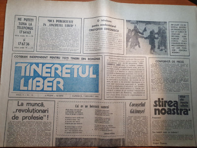 ziarul tineretul liber 7 ianuarie 1990-articole despre revolutie foto