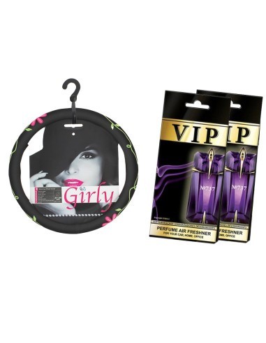 Set cadou Husa Flower Power si odorizant auto Caribi