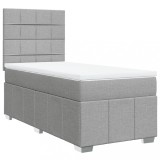 Cumpara ieftin Pat continental cu saltea, gri deschis, 80x200 cm, textil