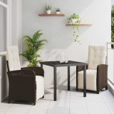 Set de dining pentru grădină - 3 piese cu perne maro din rattan poli