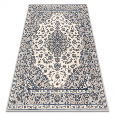 Covor L&acirc;nă NAIN Cadru ornament 7335/51935 bej / albastru inchis, 80x150 cm