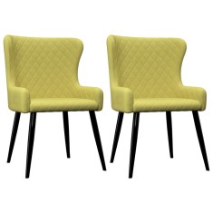 Scaune de bucătărie, 2 buc., verde, material textil foto