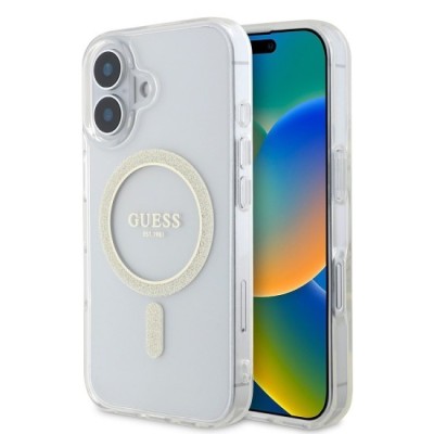 Husa pentru iPhone 16 Pro - Guess IML Glitter Circle MagSafe (GUHMP16LHFGERET) - Clear foto
