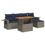 Set mobilier gradina cu perne, 6 piese, gri, poliratan