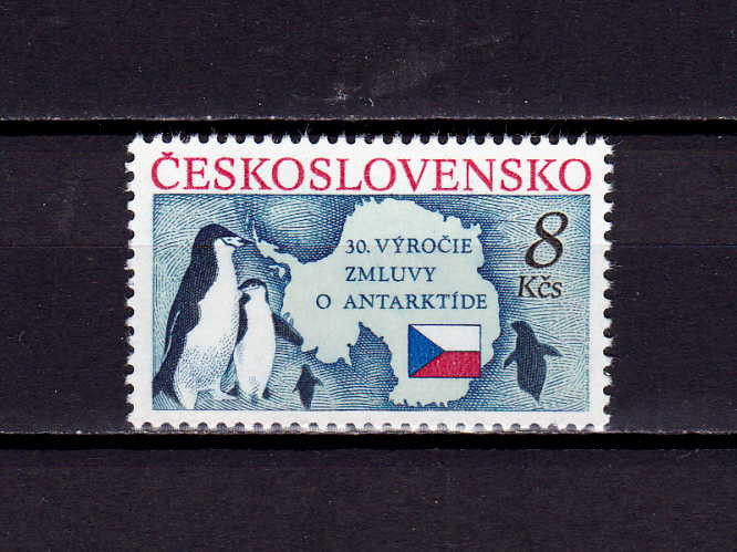 Cehoslovacia 1991 &quot;30 ani Tratatul Antarcticii&quot; , serie, Mi. 3086, pinguini,MNH