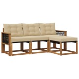 vidaXL Set de canapele de exterior cu pernă 4 pcs Natural și Bej 3381873