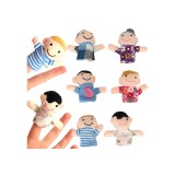 Set 6 Mascote Din Plush Pe Degete, membri familiei, Poliester, 3 Ani+, Multicolor