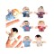 Set 6 Mascote Din Plush Pe Degete, membri familiei, Poliester, 3 Ani+, Multicolor