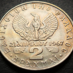 Moneda 2 DRAHME - GRECIA, anul (1967) - 1973 * cod 4506 = A.UNC