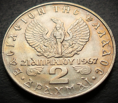 Moneda 2 DRAHME - GRECIA, anul (1967) - 1973 * cod 4506 = A.UNC foto