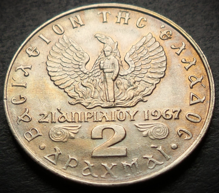 Moneda 2 DRAHME - GRECIA, anul (1967) - 1973 * cod 4506 = A.UNC