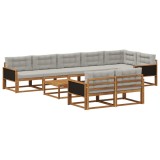 vidaXL Set de canapele de exterior 9 pcs Natural și Gri deschis 3382674