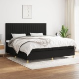 VidaXL Pat box spring cu saltea, negru, 200x200 cm, textil 3142523