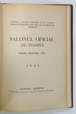SALONUL OFICIAL DE TOAMNA , DESEN , GRAVURA , AFIS , 1941 foto