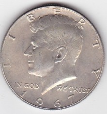 SUA USA 1/2 Kennedy Half Dollar dolar 1967