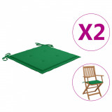 Perne scaun de grădină, 2 buc., verde, 40x40x3 cm, textil, vidaXL