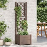 Cumpara ieftin Jardinieră de grădină cu spalier, cafeniu, 43x43x142 cm, PP
