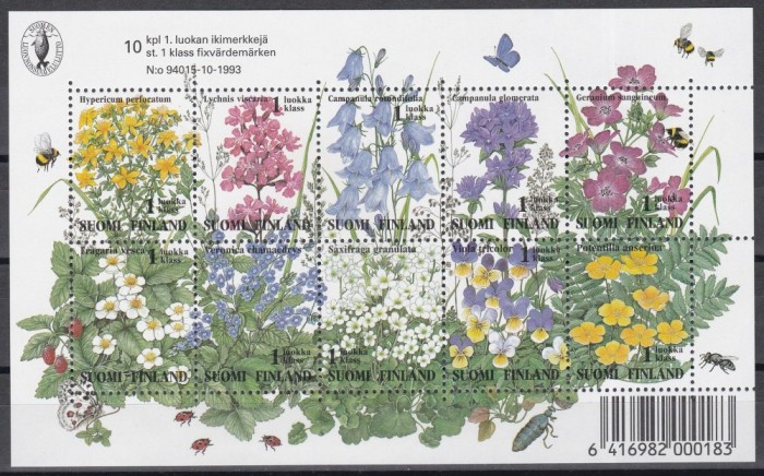 Finlanda 1994 - Flori sălbatice, Bloc, MNH