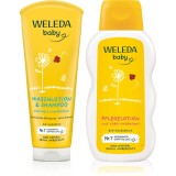 Weleda Baby Set Gel Dus Sampon si Lotiune Tratament Galbenele Copii 200ml