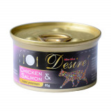 Conserva pentru Pisici Desire cu Pui File si Somon, 85 g