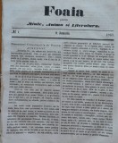 Foaia pentru minte , inima si literatura , nr. 1 , 1863 , Brasov , Bolintineanu