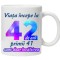 Cana alba personalizata &quot; Viata incepe la &quot;, 42 ani, INOVATIX&reg;. 330ml