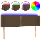 Cumpara ieftin Tablie de pat cu LED, maro inchis, 147x16x78/88 cm, textil