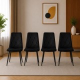 Set 4 scaune bucatarie si living Artool Libra, catifea neagra, metal