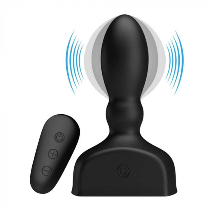 Dop Anal Gonflabil Cu Vibratii Mr. Play, Negru, 11 cm