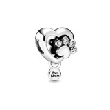 Cumpara ieftin Charm/talisman argint 925, JW1143, model inima si labuta, placat cu rodiu
