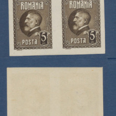 ROMANIA 1926 emis. Ferdinand 60 de ani - timbru 5 Lei in pereche nedantelata MNH