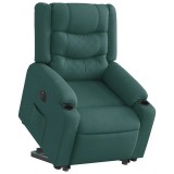Cumpara ieftin Fotoliu electric rabatabil cu ridicare, verde inchis, textil