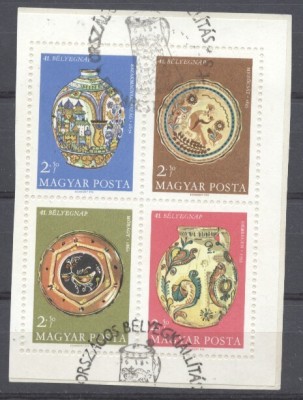 Hungary 1968 Folk art, perf.block, on paper, used U.041 foto