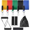 Set Antrenament 11 Piese cu 5 Benzi Rezistenta Latex, Multicolor + Geanta. Ideal Fitness, Yoga, Flexibilitate. Profesional. OEM