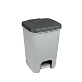 Cos de gunoi cu pedala, plastic, gri, 20 L, 30.3x29.4x42.8 cm, Curver