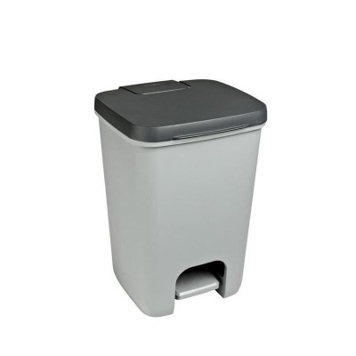 Cos de gunoi cu pedala, plastic, gri, 20 L, 30.3x29.4x42.8 cm, Curver foto