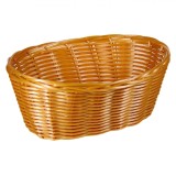 Coș Decorativ Oval, Bej, Dimensiuni 22x16.5x9 cm, Material Bambus și PP