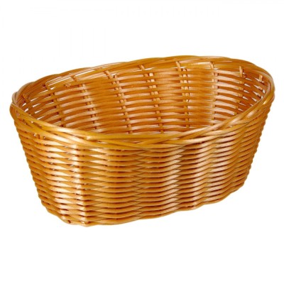 Coș Decorativ Oval, Bej, Dimensiuni 22x16.5x9 cm, Material Bambus și PP foto