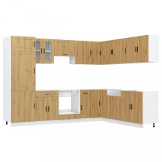 Set dulap de bucatarie 14 piese &bdquo;Porto&rdquo; stejar artizanal lemn