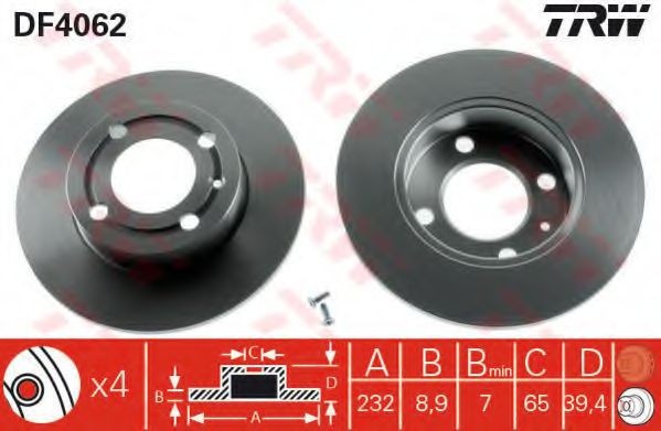 Disc frana VW LUPO (6X1, 6E1) (1998 - 2005) TRW DF4062
