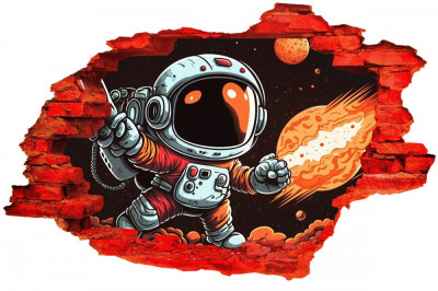 Sticker decorativ, Astronaut, Negru, 90 cm, 8437ST-2 foto
